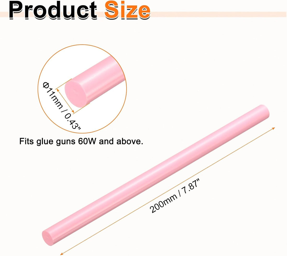 HARFINGTON 10pcs Hot Glue Sticks 0.43" Dia x 7.87" Long EVA Mini Hot Melt Adhesive Glue Stick for
