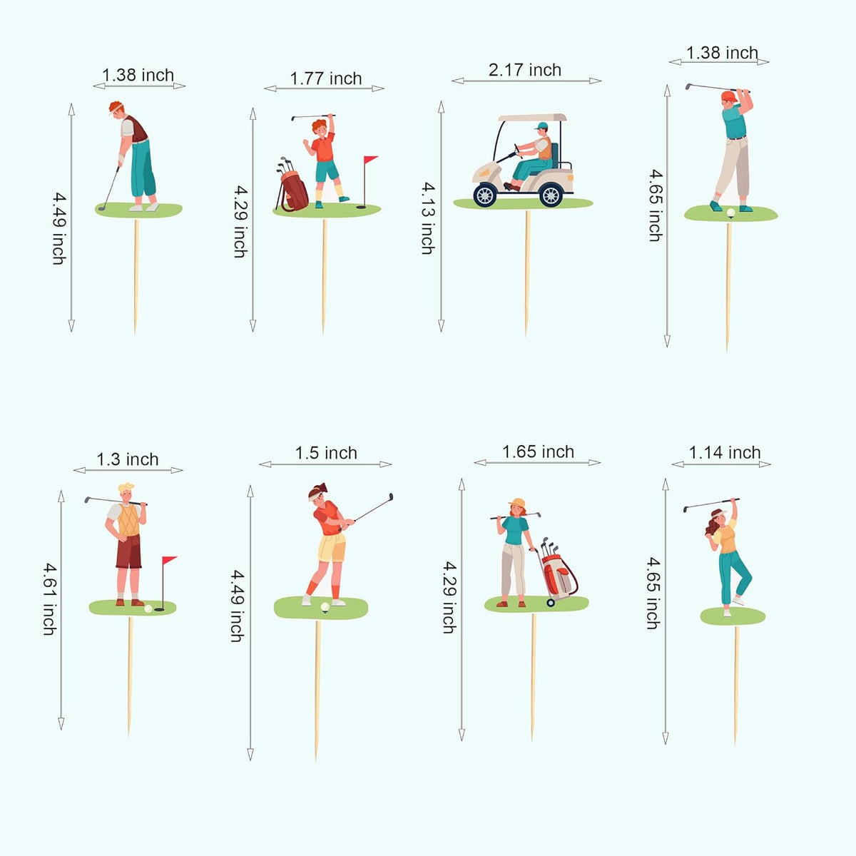 24pcs Golf Cupcake Toppers Golf Carts Cupcake Picks for Golf Sports Player Theme Baby Shower Kids