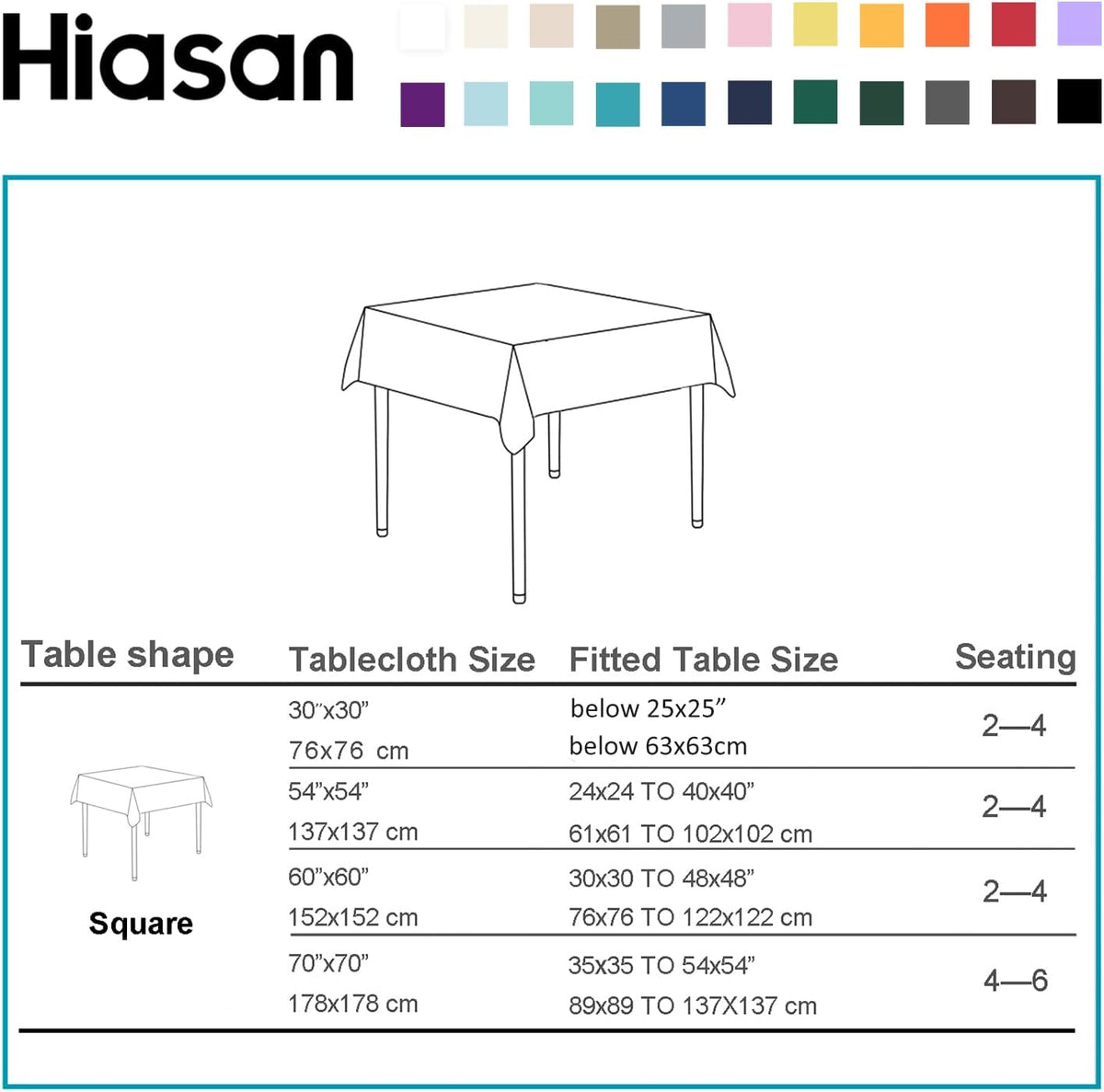 Hiasan Champagne Square Tablecloth - Waterproof and Spillproof Restaurant Washable Polyester Table