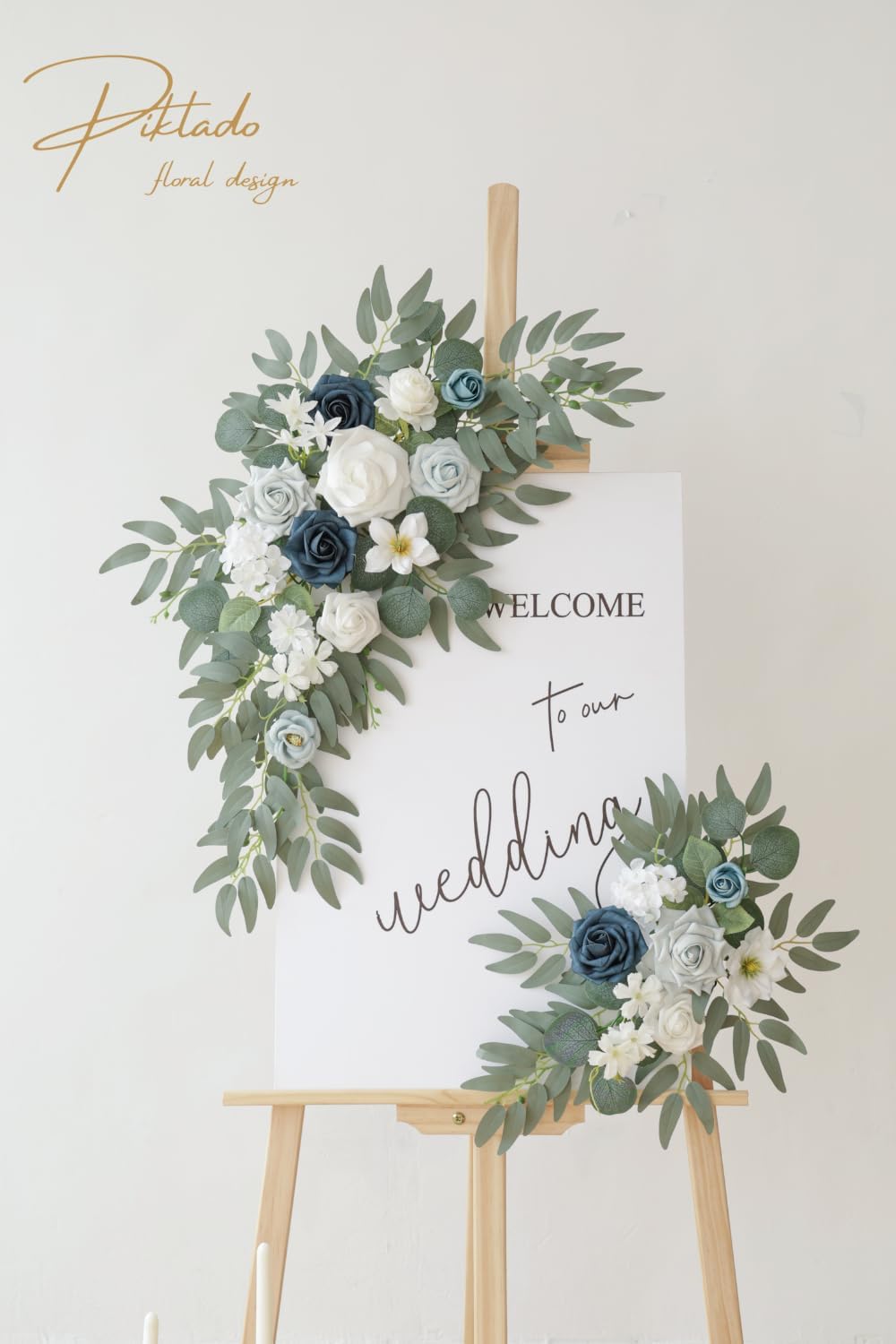 Faux Flower Swag Set of 2 for Wedding Welcome Signs Floral Swag Wedding Reception Ceremony Signs