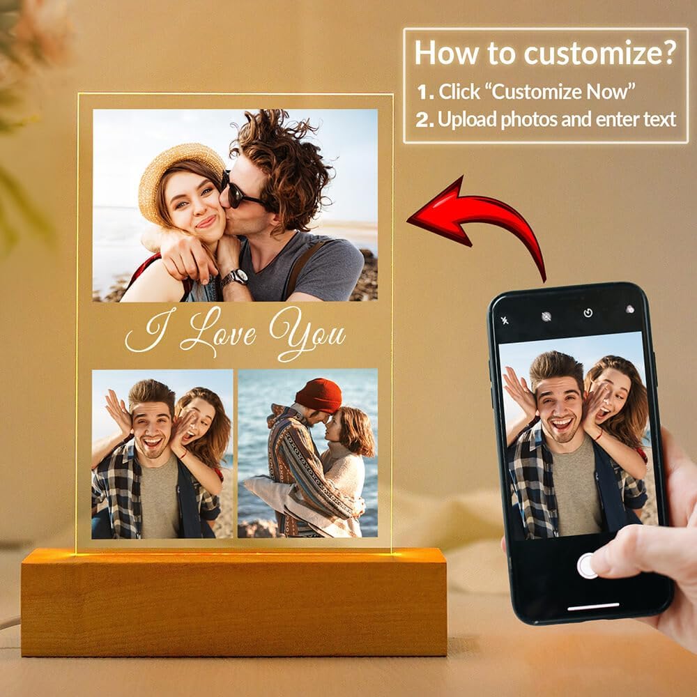 Personalized Anniversary Couple Gifts for Women & Men, Custom Picture Frames with Photo