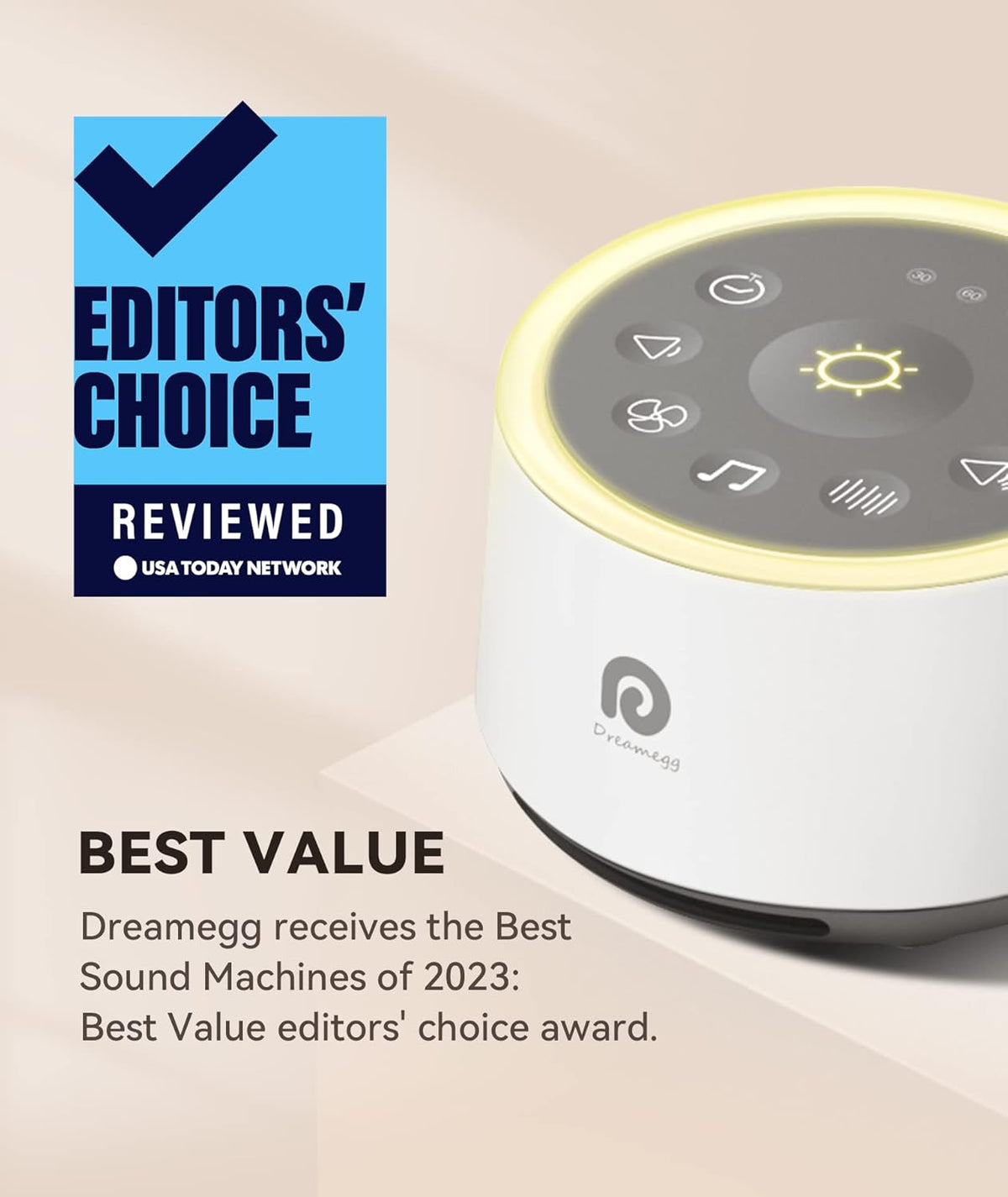 Dreamegg D1 Sound Machine - White Noise Machine with Baby Night Light for Sleeping, High Fidelity