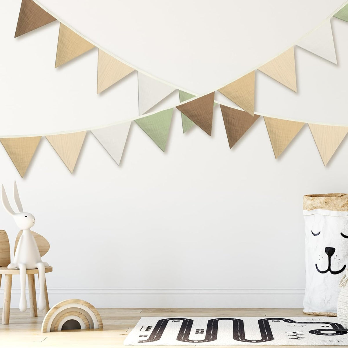 Oudain 15.5 ft Pennant Banner Flags, 2 Pcs Nursery Garland Triangle Bunting Flag Baby Banner for