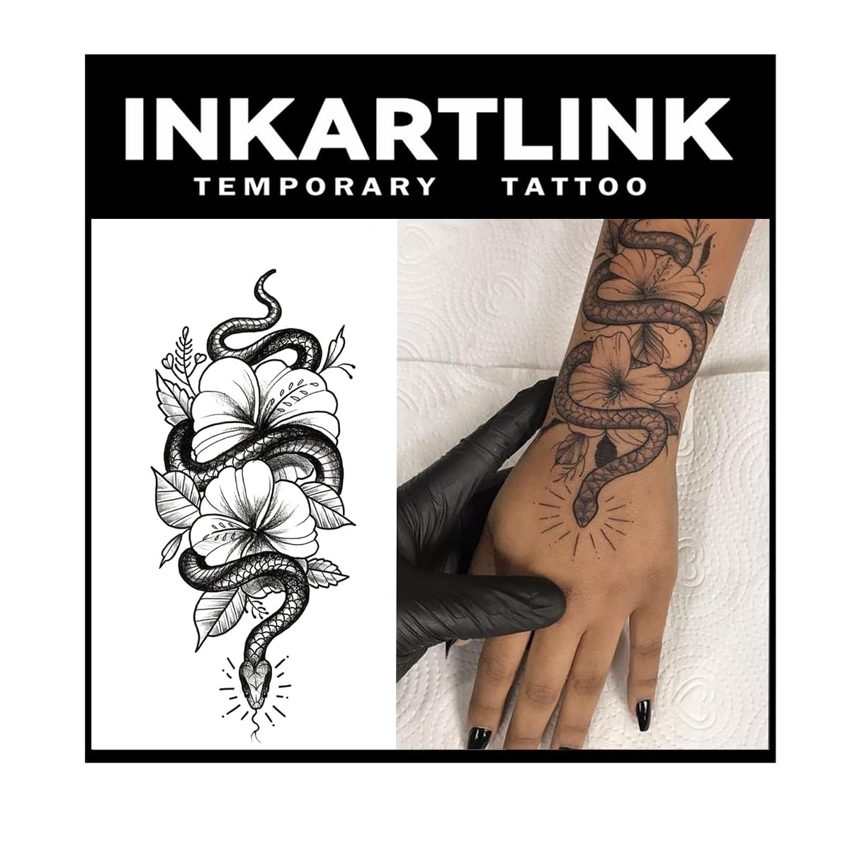 INKARTLINK Tattoo Tech, 2 Sheets Large Semi Permanent Tattoo, Temporary Tattoos, Last 1-2 Weeks