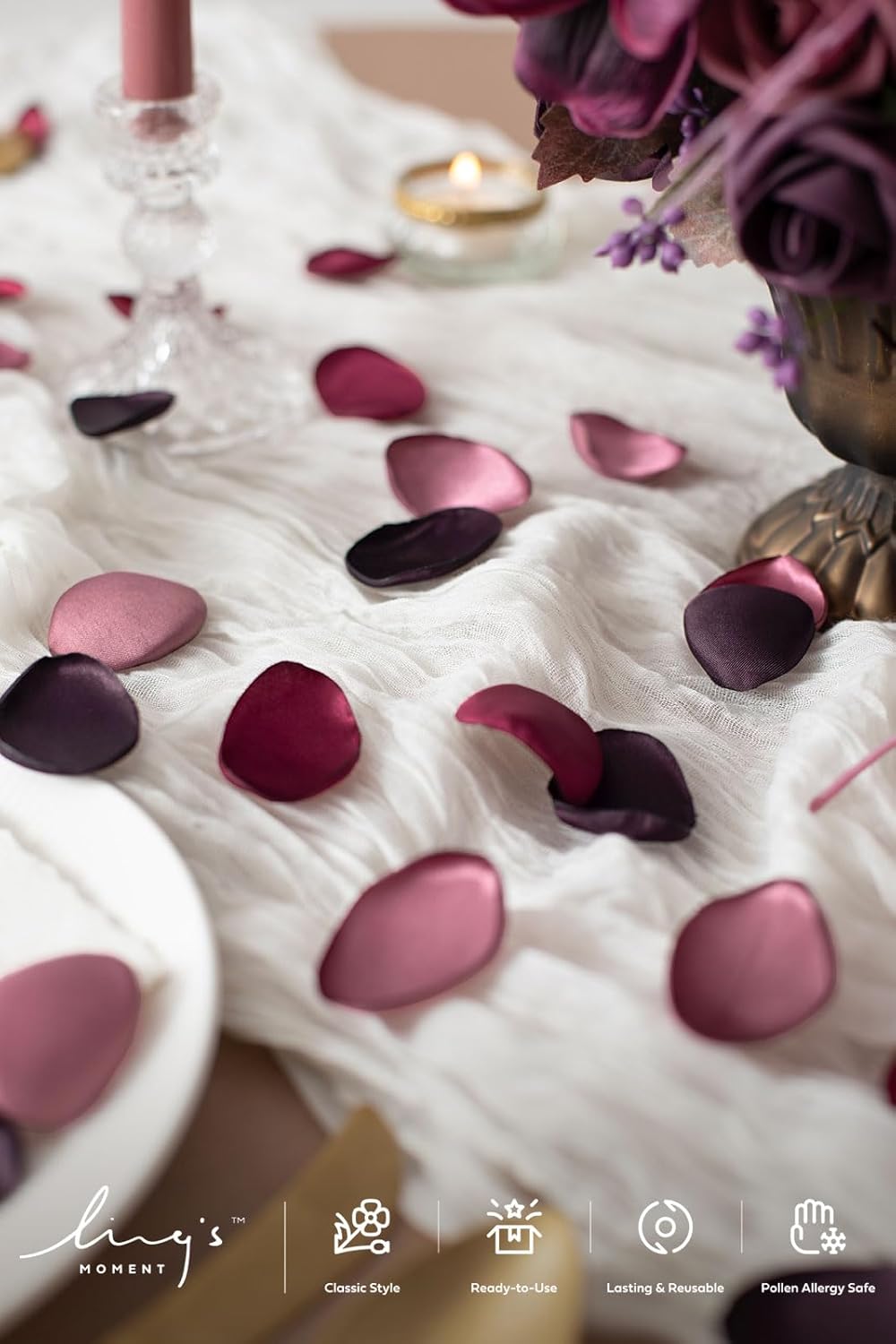 Ling's Moment Rose Petals, Silk Flower Petals for Wedding/Aisle/Flower Girl Baskets/Table