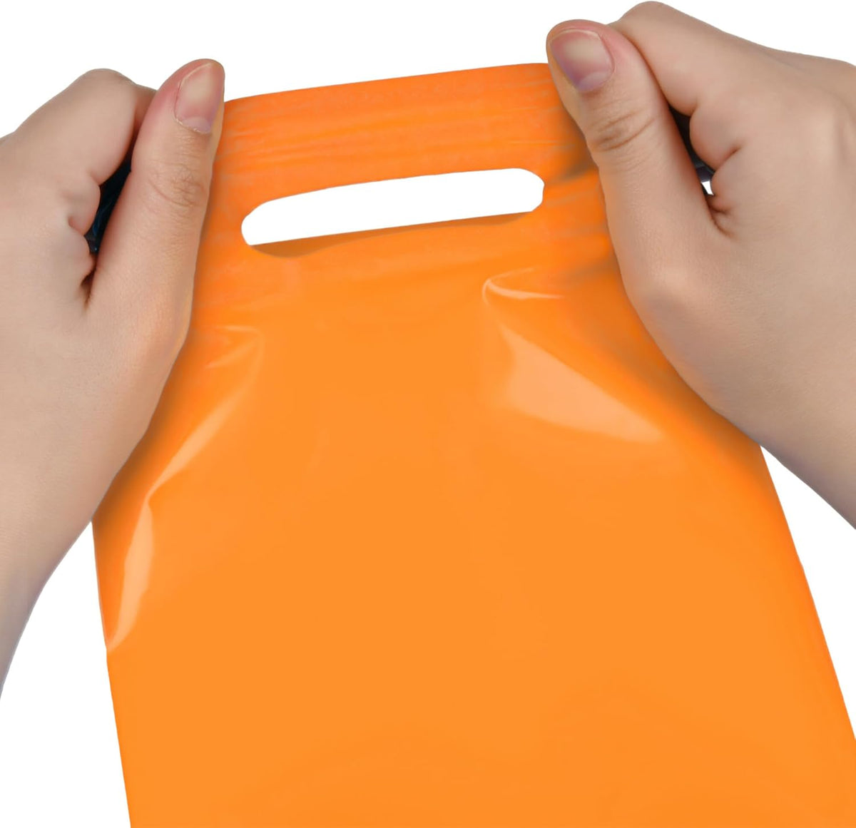 Orange 100 PCS Small Gift Bags, 6"x8" Goodie Party Favor Bags with Handle, Treat Retail Pouches for