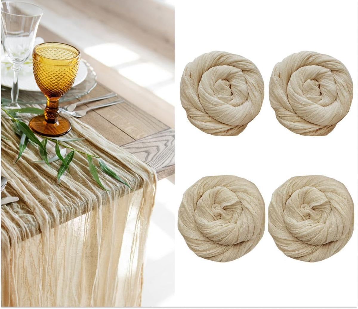Gauze Table Runner Bulk Cheesecloth Table Runner 141 in Long Sand Set of 4 Boho Wedding Decorations