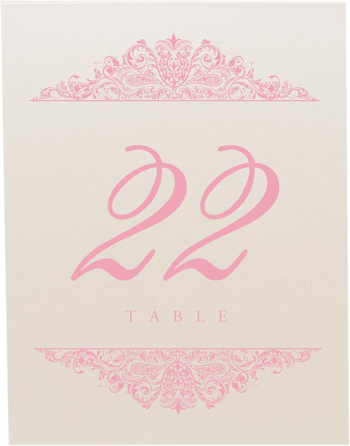 Paisley Wedding Table Numbers (Select Color/Quantity), Champagne, Pink, 1-200, Double Sided, Tent
