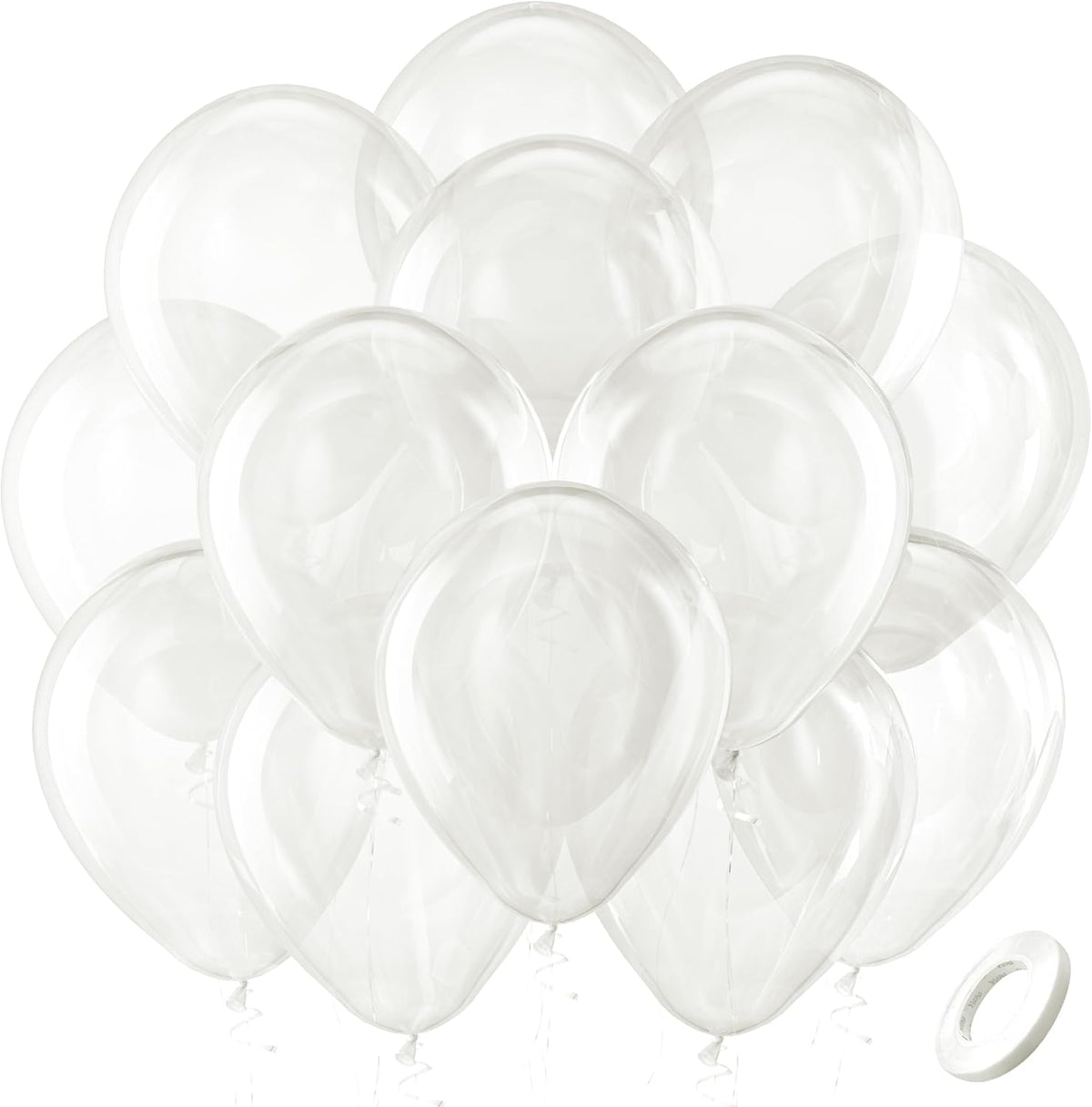 Bezente Clear Balloons Latex Party Balloons - 100 Pack 12 inch Round Helium Transparent Balloons
