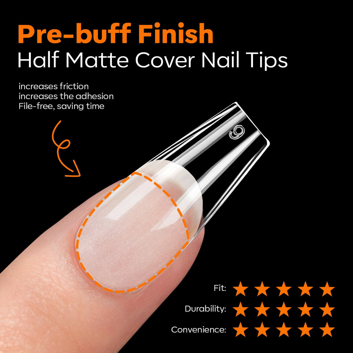 modelones Medium Coffin Nail Tips, Pre-shaped Soft Gel Tips Fake Nails False Acrylic Clear Full