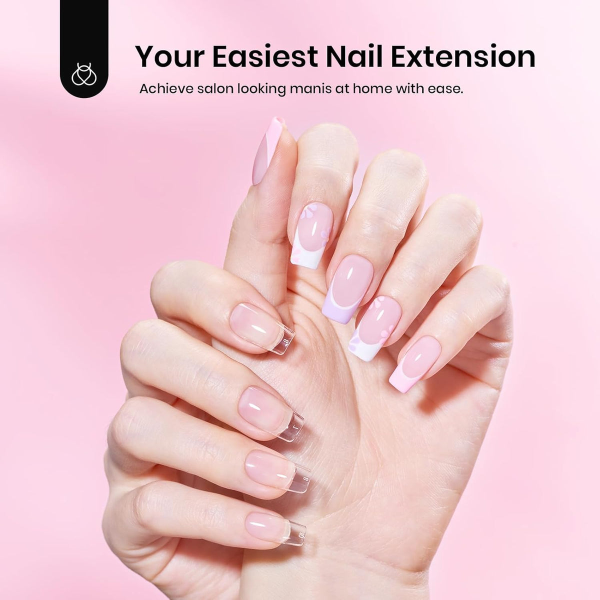 Beetles Gel Nail Kit Short Square with Nail Dehydrator and Primer, 576Pcs Half Matte Etch-X Gel