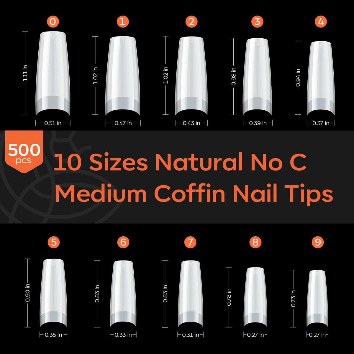 modelones French Nail Tips, 500 Pcs Natural Medium Square Half Cover Nail Tips Gel Milky White Soft