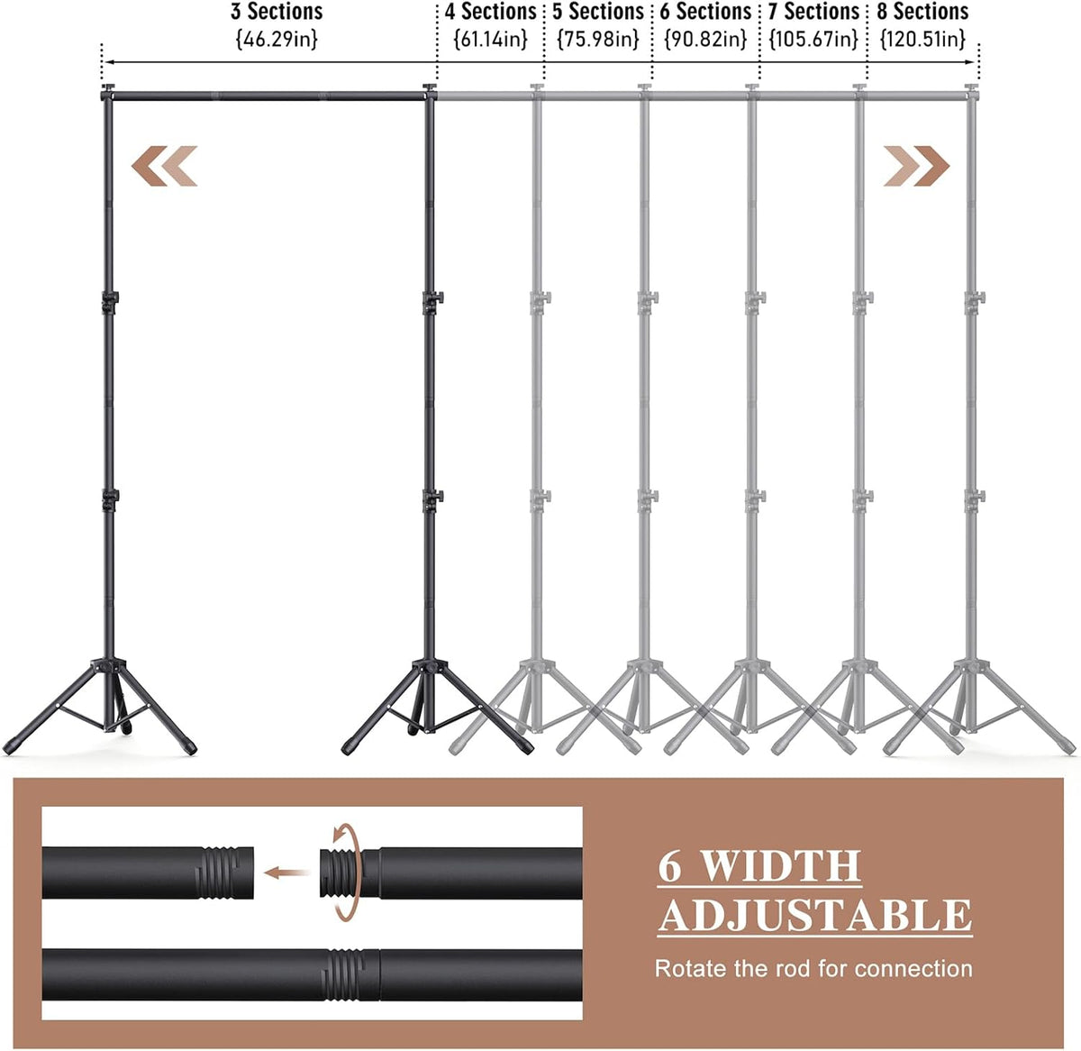 Backdrop Stand 10x7.5ft (WxH), Photo Back Drop Stand for Party, Heavy Duty Background Stand Kit