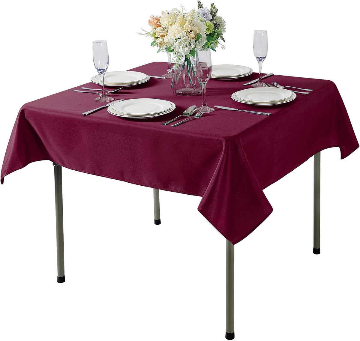 Cupuamon Square Tablecloth 70x70 inch Washable Polyester Fabric Table Cloth for Wedding Party