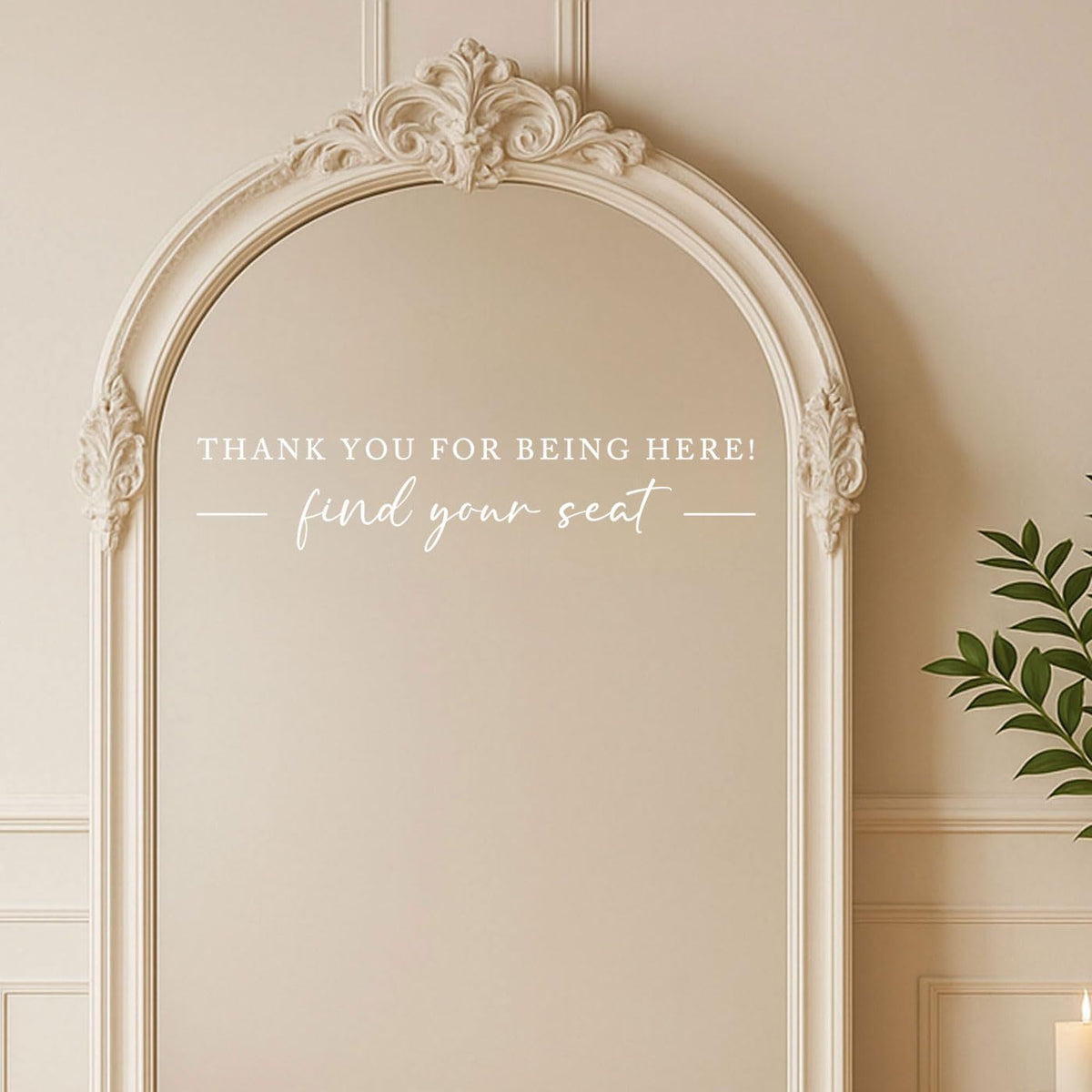 Seating Chart Sign, Wedding Mirror Decal, Thank You for Being Here Find Your Seat, Wedding Seating
