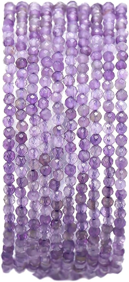 BEADIA Faceted Natural Amethyst Crystal Stone Round Loose Semi Gemstone Beads for Jewelry Making