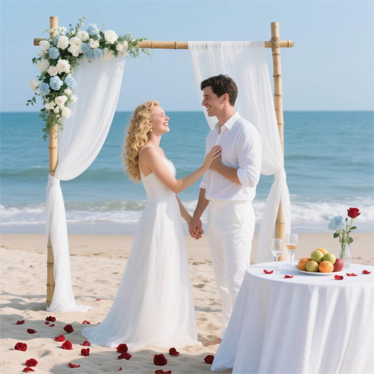 MLMW Wedding Arch Draping Fabric 2 Panels 29" x 20Ft White Sheer Wedding Arch Backdrop Drapes