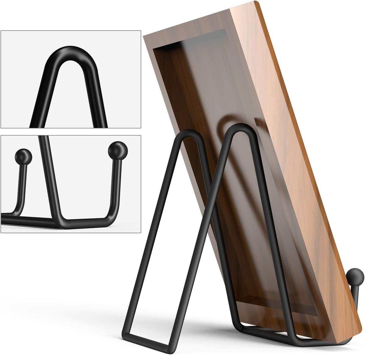 Decolore 4 Pack 4.5 Inch Black Display Stands Metal Plate Holder Display Stands for Picture