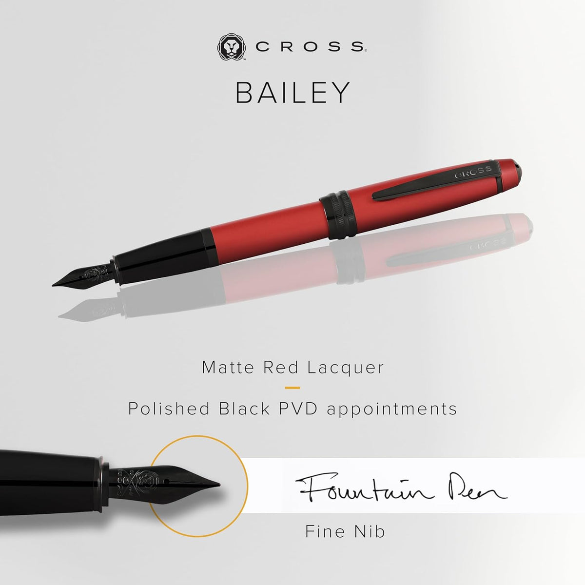 Cross Bailey Refillable Fountain Presented in a Premium Gift Box - Medium Point, Black Ink, Matte