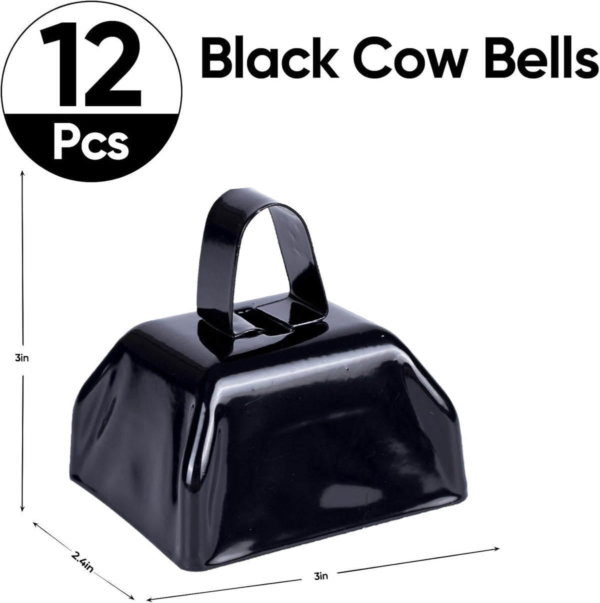 Cow Bells Noise Makers Cheering Bell: 12 Pcs Metal Cowbells with Handle for Sporting Events - Small