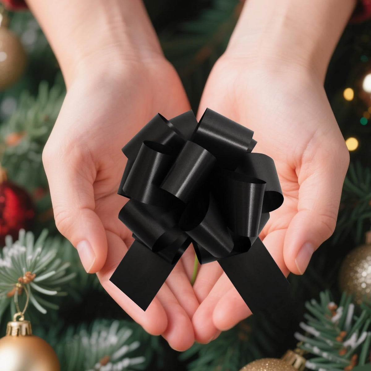 6 PCS 6 Inch Black Pull Bows - Perfect for Gift Wrapping, Wedding Decor, Car Bows, Birthday