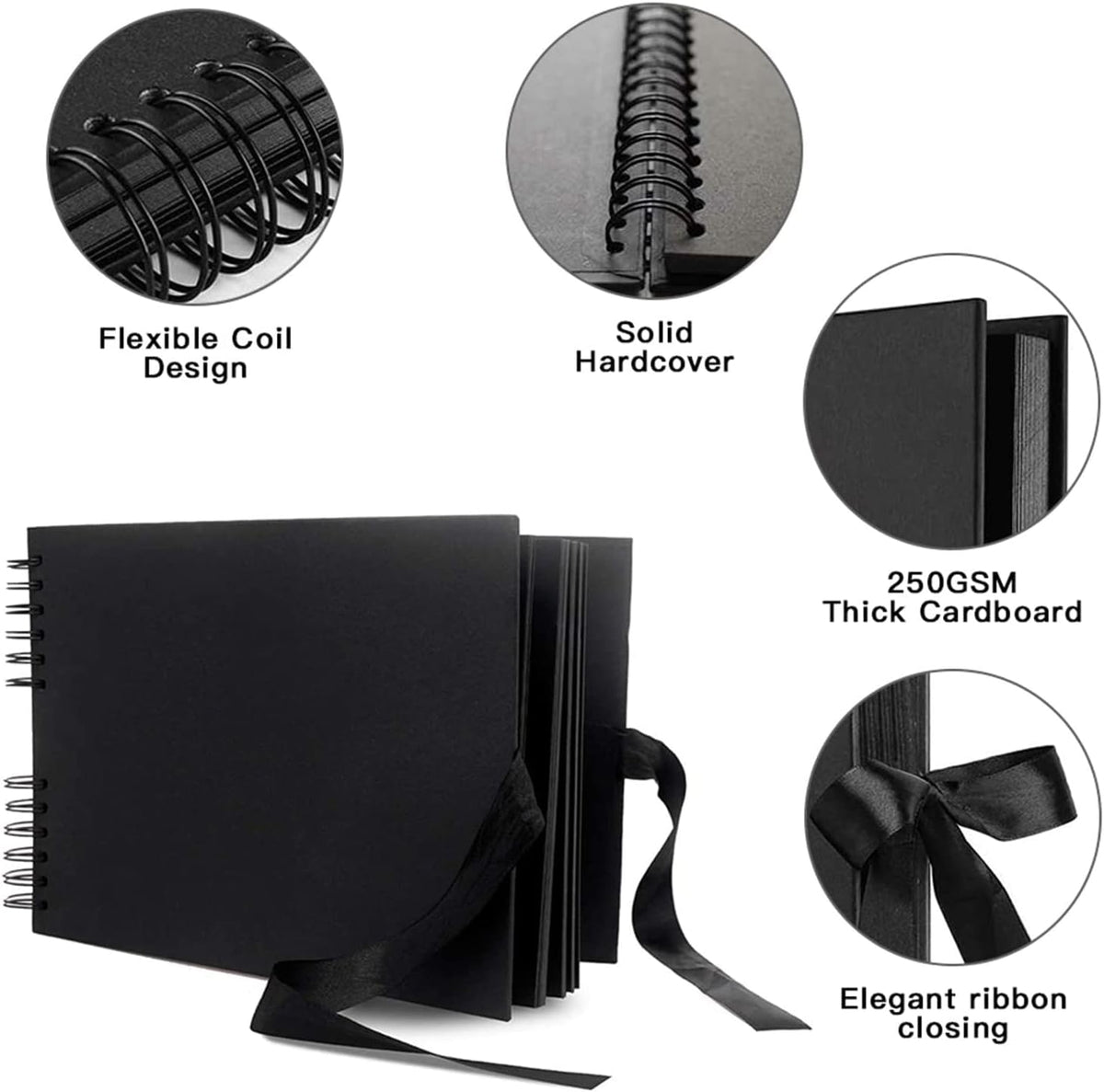 INNOCHEER Photo Album - Self Adhesive 80 Black Pages, Large Scrapbook Wedding Guest Book for DIY