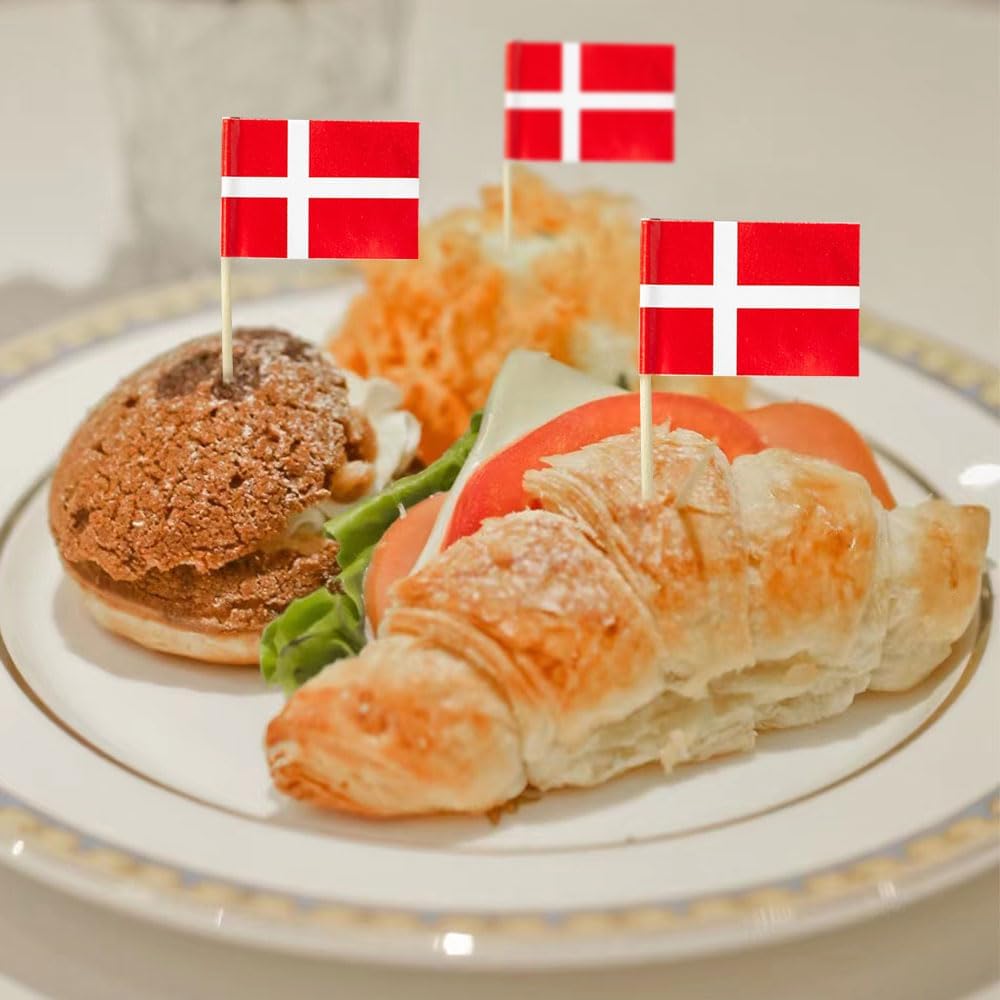 Denmark Flag Danish Flag, Small Mini Denmark Toothpick Flags for Food, Cupcakes, Cocktails