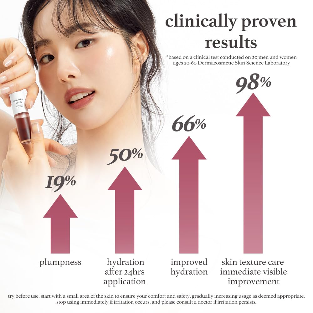 NOONI Korean Lip Oil - Applewine | Long-Lasting, Moisturizing, Plumping, Revitalizing for Dry Lips
