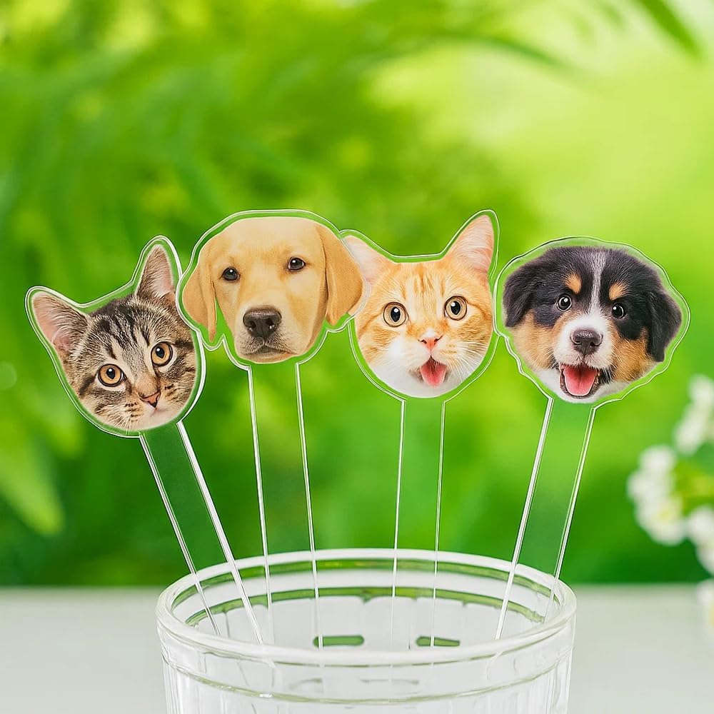 Personalized 50 Pcs Double-Sided Wedding Pet Stir Sticks, Custom Dog Cat Stir Stick, Acrylic
