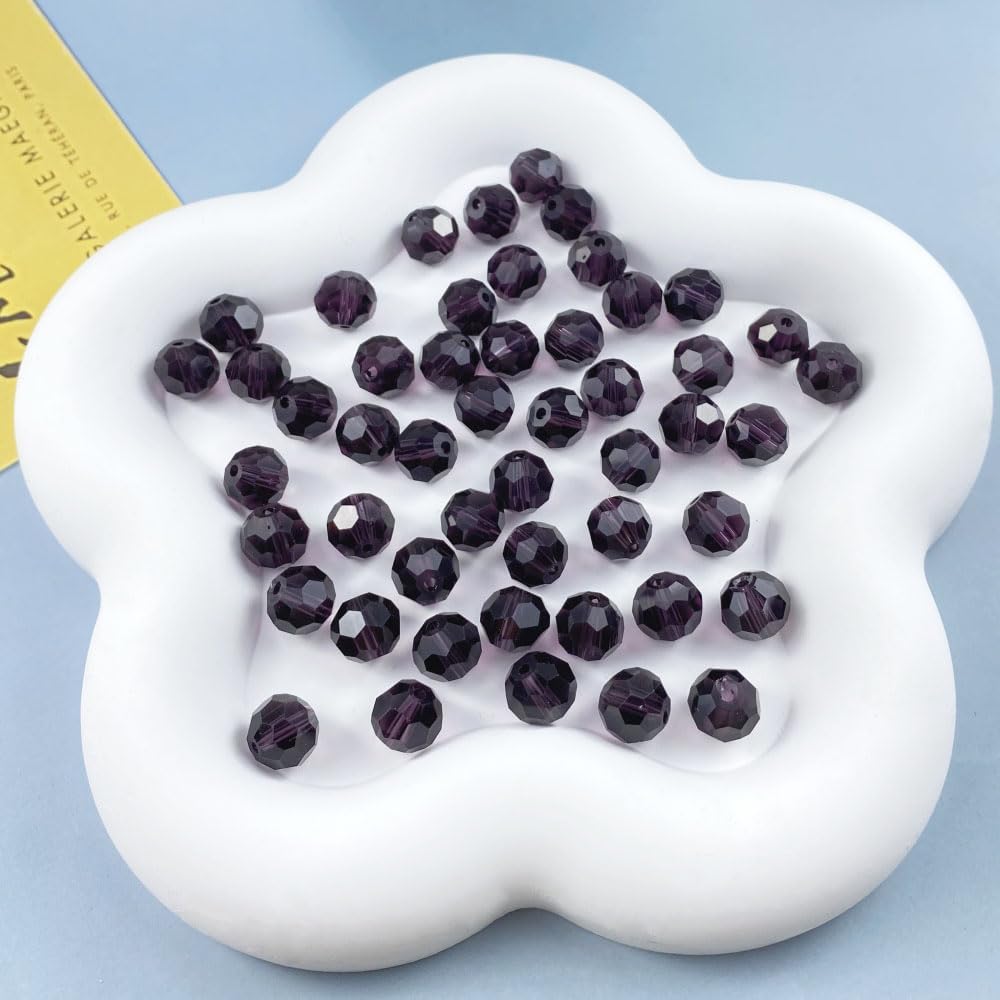 100 PCS 8mm Crystal Glass Beads Round Multiple Faceted Loose Spacer Glass Beads for DIY Handcrafte
