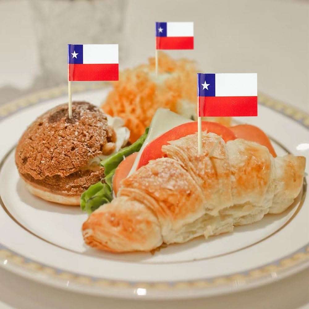 Chile Flag Chilean Flag, Small Mini Chile Toothpick Flags for Food, Cupcakes, Cocktails