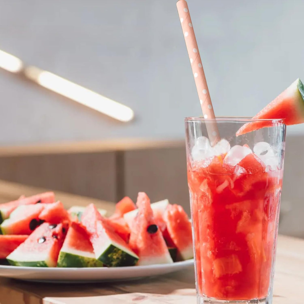 YAOSHENG [100 Pack] Pink & Gold Paper Straws Disposable, 100% Biodegradable Multi-Pattern Party