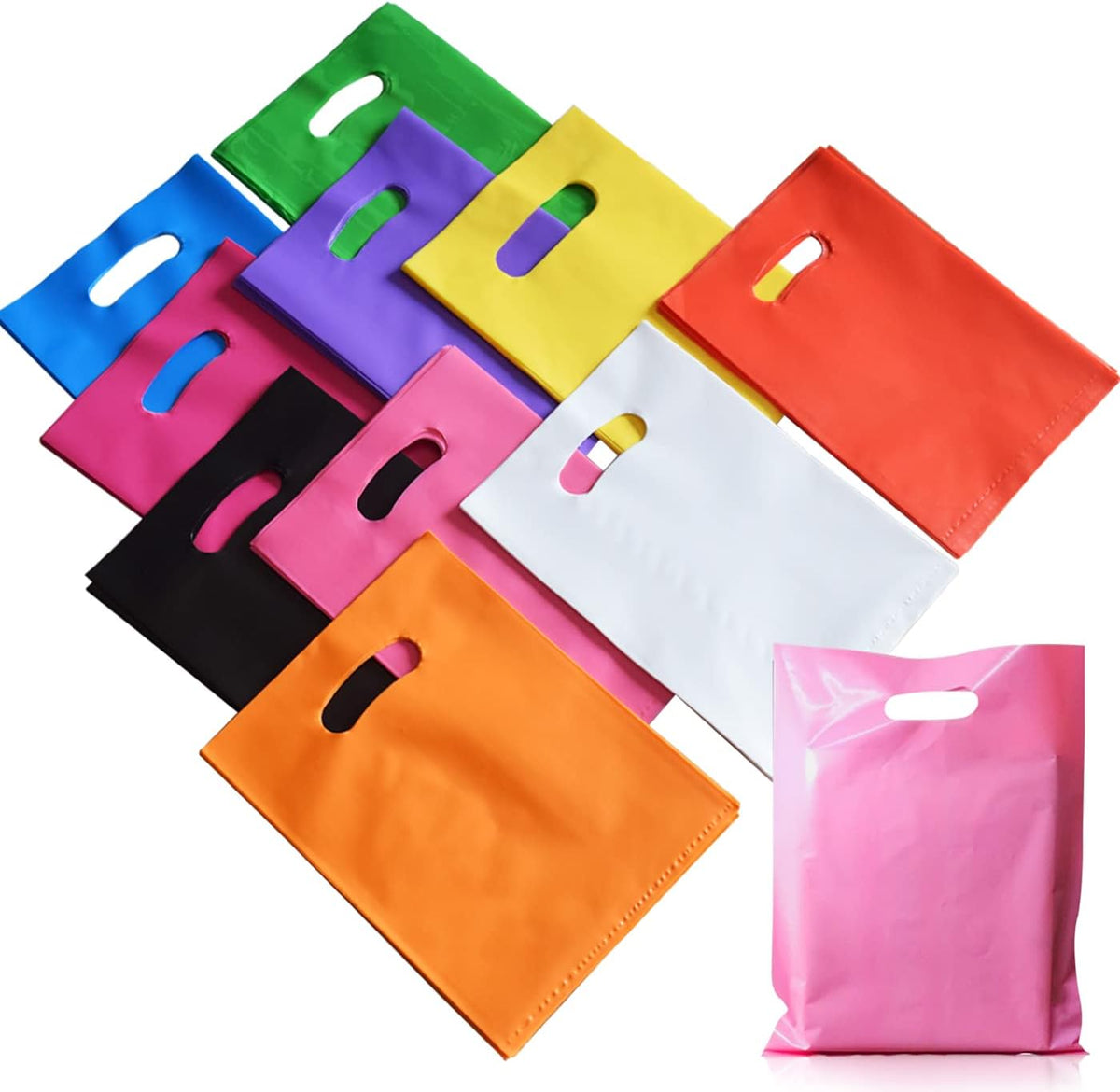 Plastic Party Favor Small Gift Bags, 100 PCS 6" x 8" Goodie Bags for Kids, Candy Treat Pouches Bulk