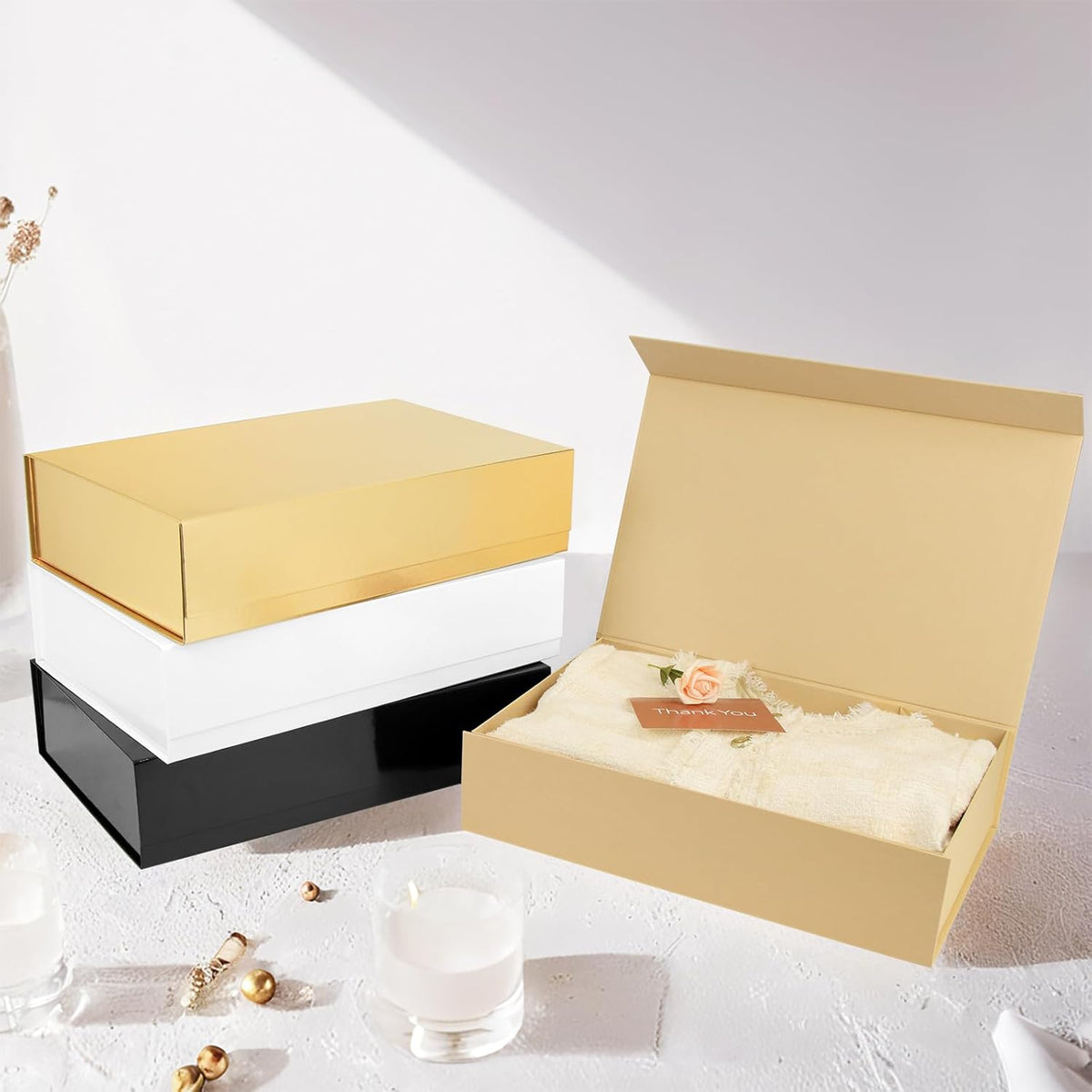 PACKHOME 6 Extra Large Gift Boxes 17.5x11.3x4.3 Inches, Sturdy Shirt Boxes with Magnetic Lids for