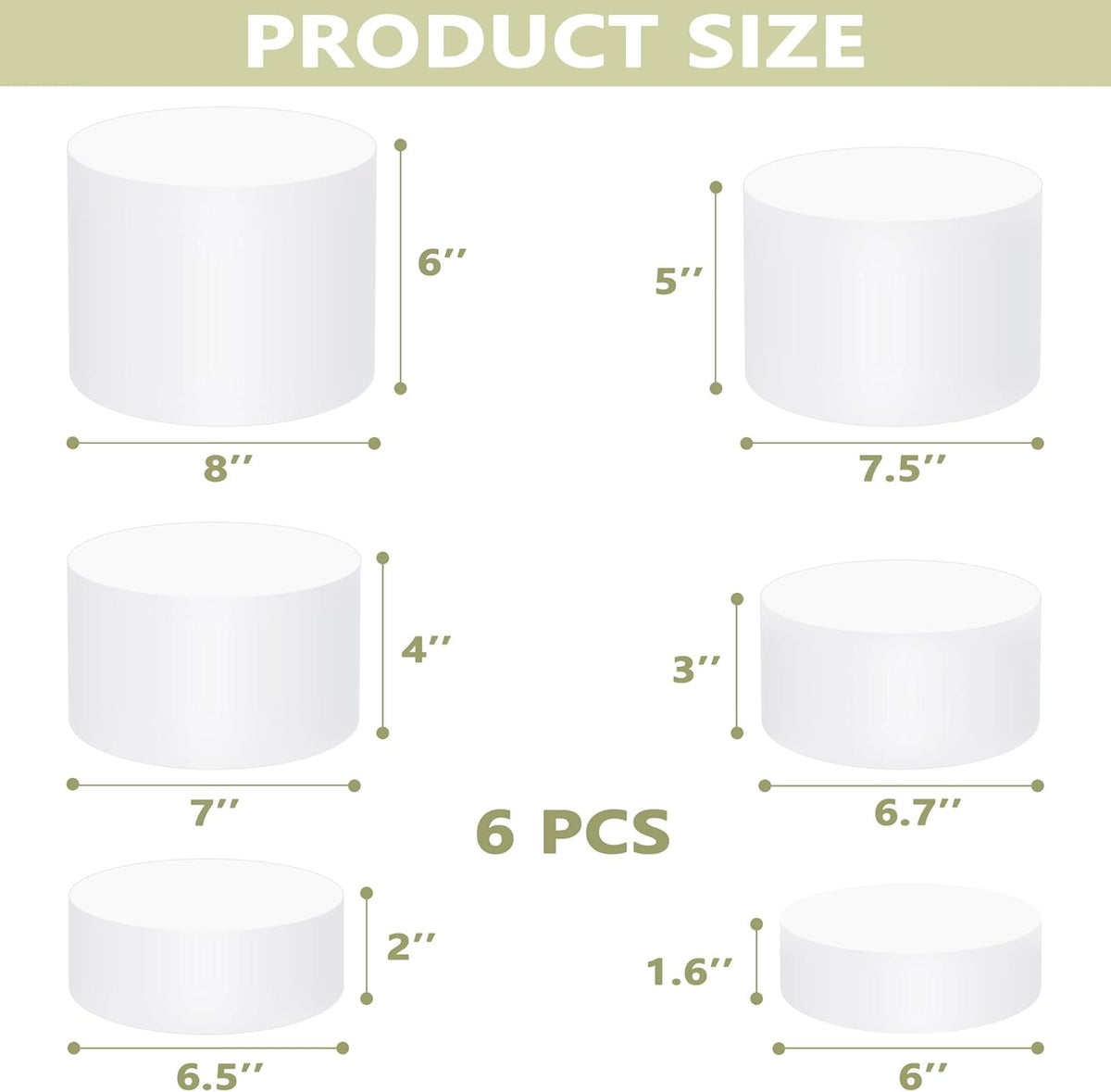 6Pcs Buffet Risers, Food Risers for Buffet Table, Acrylic Round Display Risers with Hollow Bottom