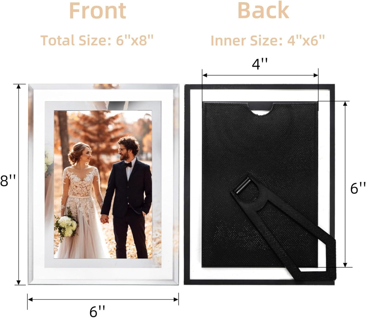 4 x 6 Glass Picture Frame Set of 10, Silver Mirror Photo Frames, Thin Border Desk Picture Frame for