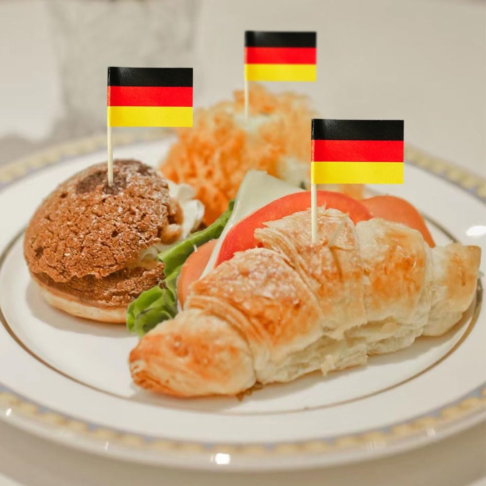 German Flag Germany Flag, Small Mini German Toothpick Flags for Food, Cupcakes, Cocktails