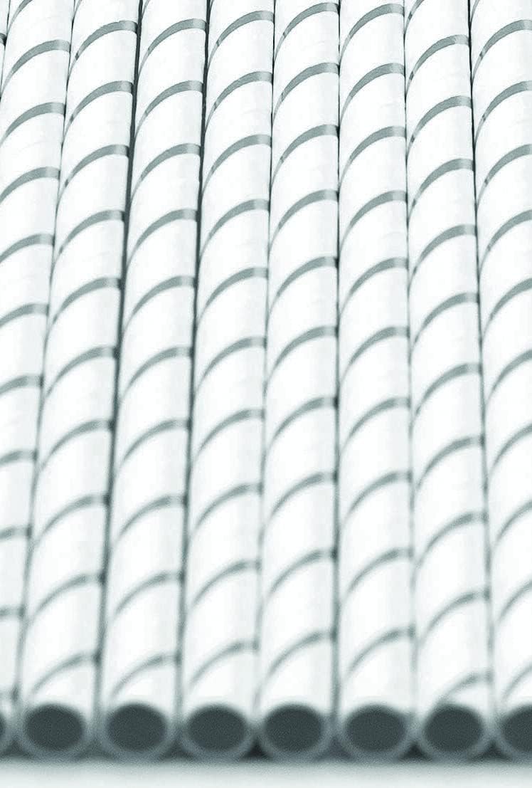 Pack of 900 Silver Foil Stripes Biodegradable 4-Ply Paper Drinking Straws (Compostable, Non-toxic