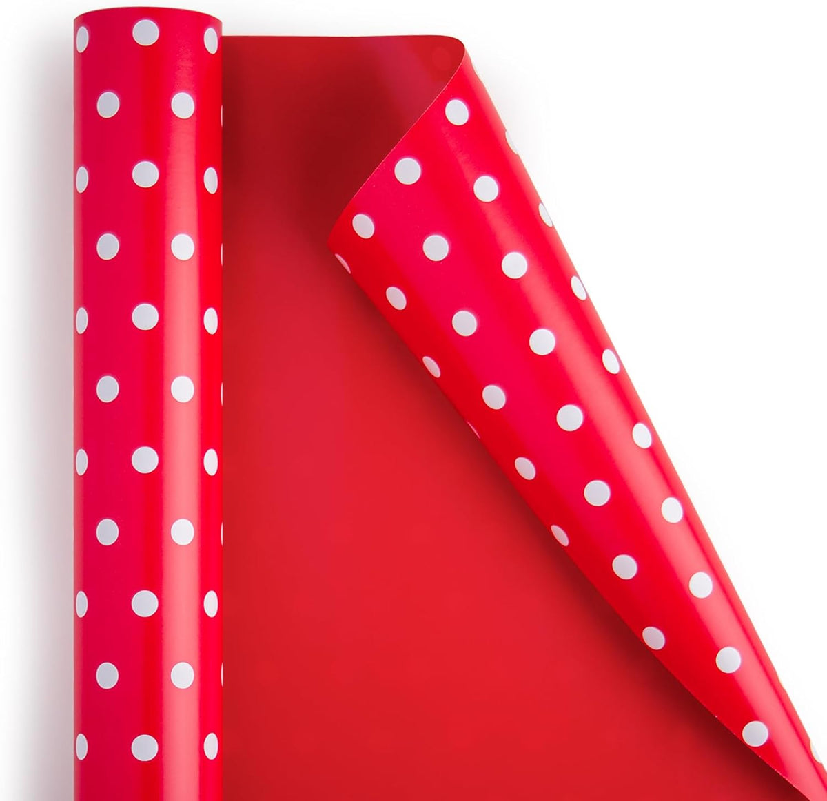 Flyhill Red Wrapping Paper,Reversible Gift Wrap Paper with Polka Dot Design for