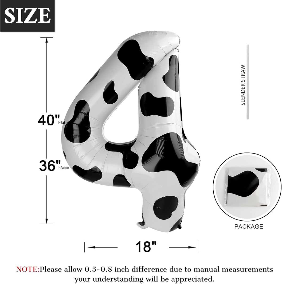 Cow Print Number Balloon Birthday Decorations, 40 inch Number balloon 0-9(Zero-Nine), Cow Balloon
