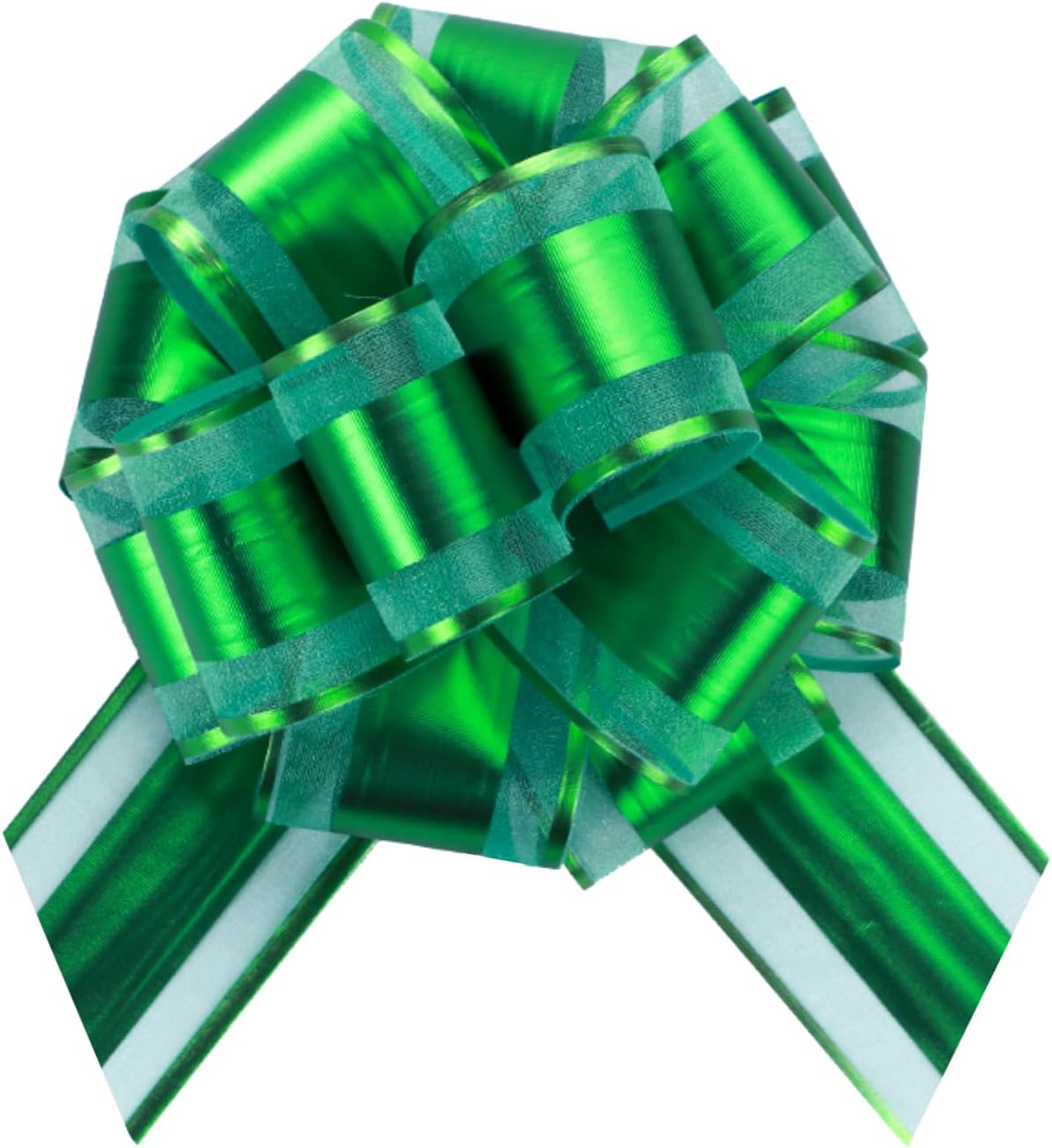 6 PCS 6 Inch Organza Green Pull Bows - Perfect for Gift Wrapping, Wedding Decor, Car Bows, Birthday