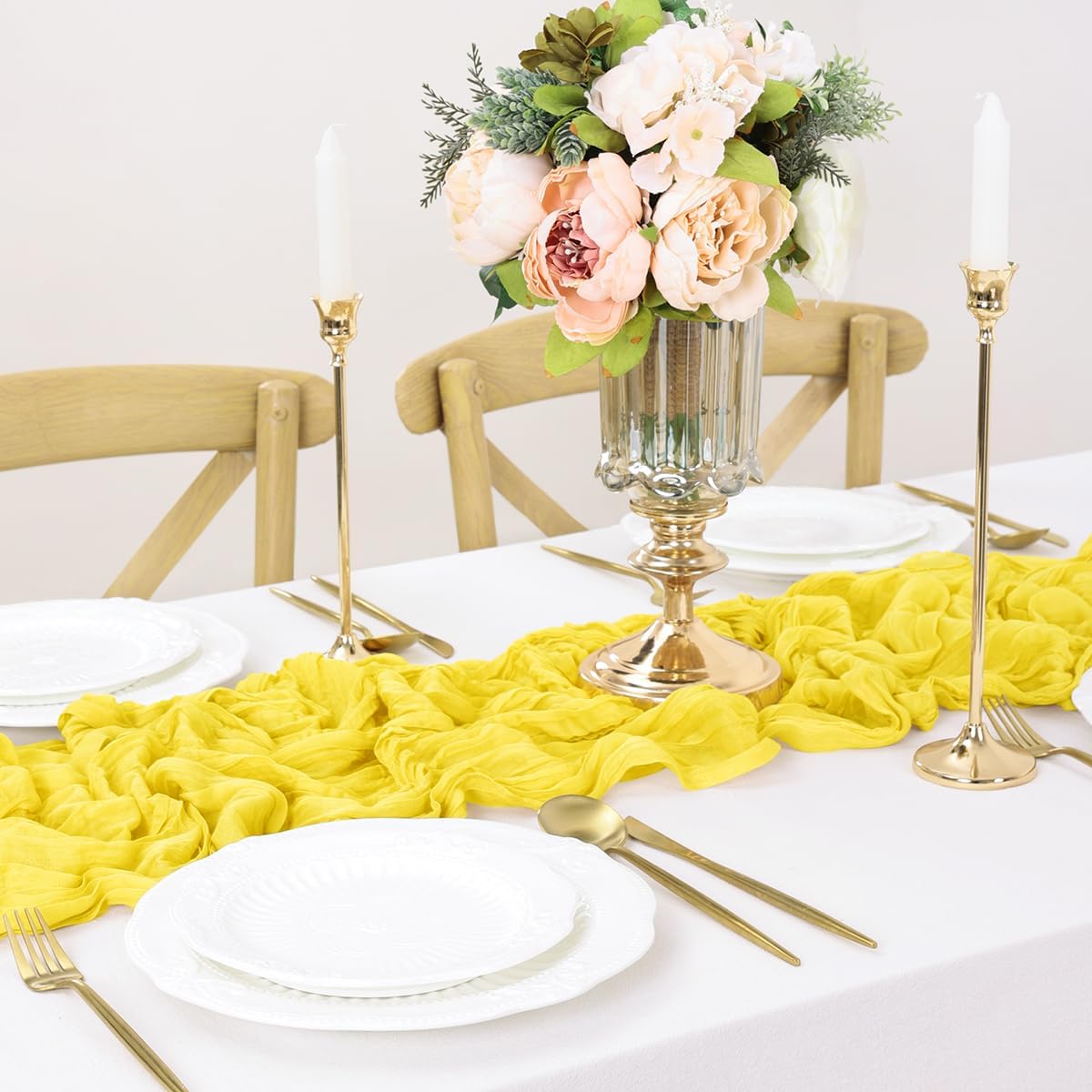 Yellow Table Runner Cheesecloth Table Runner 10FT Farmhouse Table Runners 120 Inches Fall Table