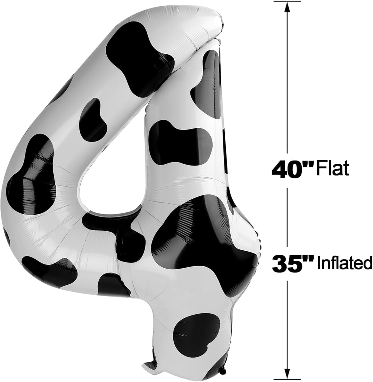 40 Inch Cow Print Large Number 4 Birthday Balloon, Giant Number Four 14 24 34 40 44 Balloons, Foil