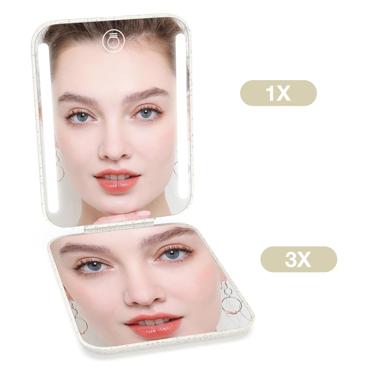 Kintion Rechargeable Pocket Mirror, Wheat Straw Material 1X/3X Magnification Portable Compact