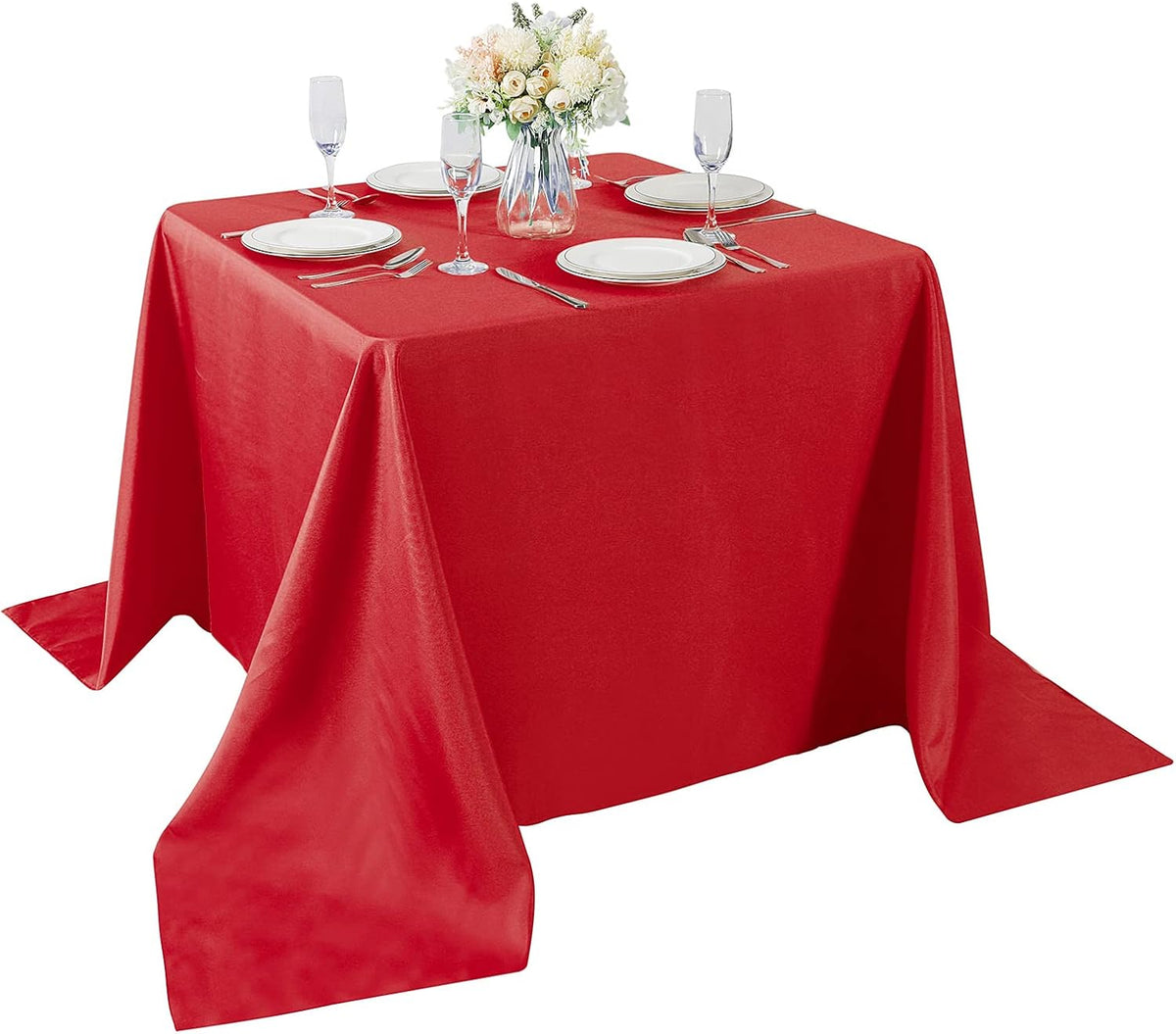 Cupuamon Square Tablecloth 90x90 inch Washable Polyester Fabric Table Cloth for Wedding Party