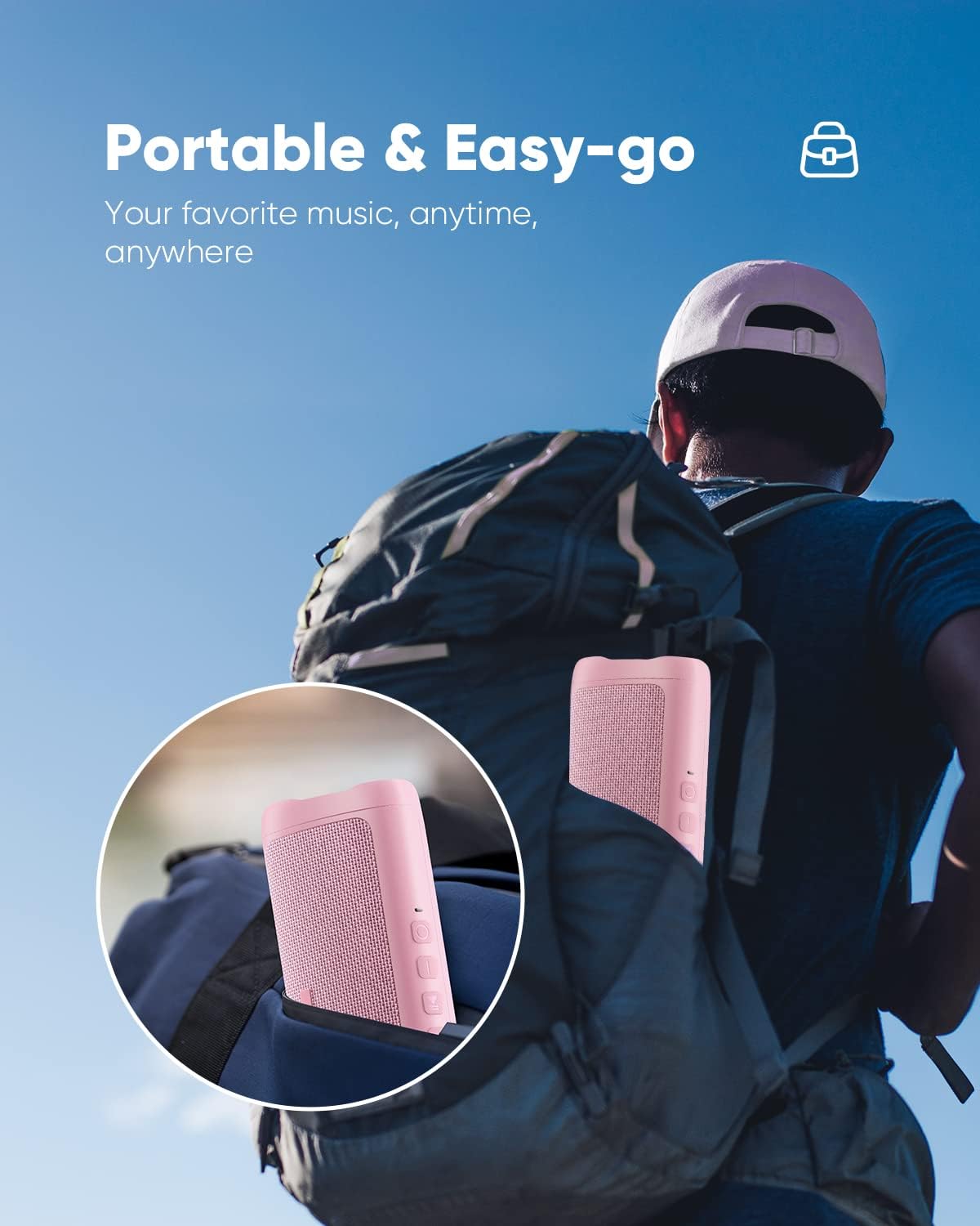 Bluetooth Speaker with HD Sound, Portable Wireless, IPX5 Waterproof, Up to 20H Playtime, TWS