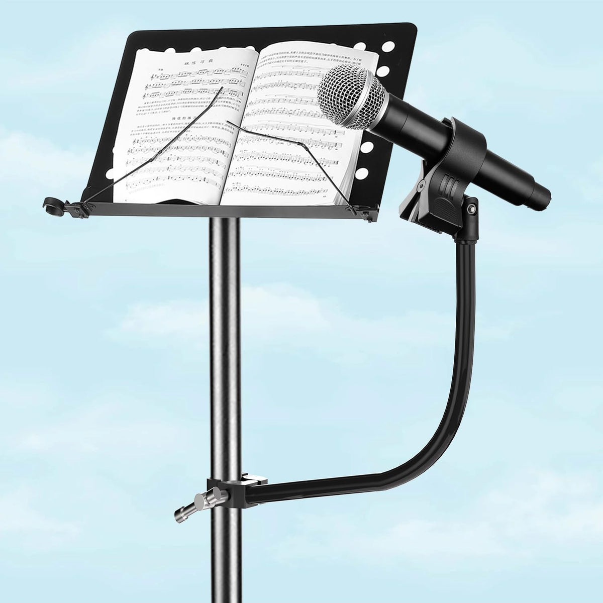 Gooseneck Microphone Stand,19.69" Flexible Adjustable Arm Super Crab Clamp Mic Clip 3/8"-16 to