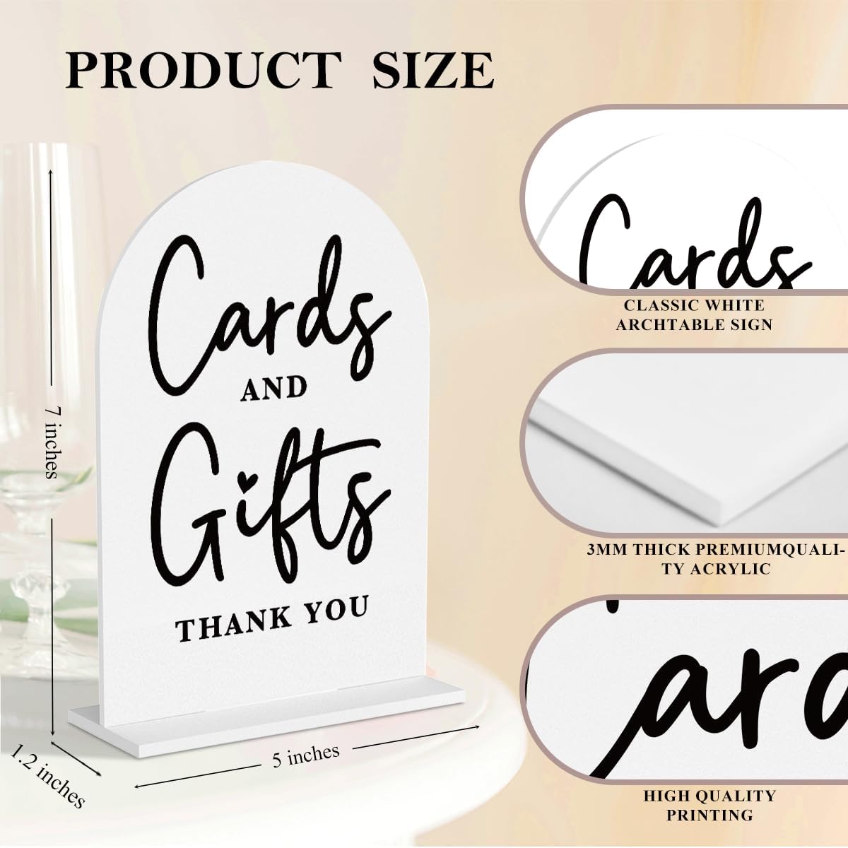 4 Pcs Acrylic Wedding Signs for Ceremony and Reception, Bridal Shower Decorations, Cards and Gifts