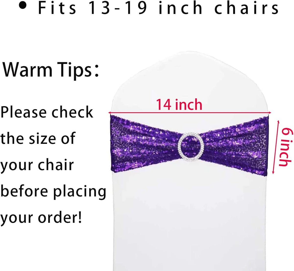 Chair Sashes Sequin Stretch Chair Bands Spandex Polyester Bows for Party Hotel Wedding Banquets