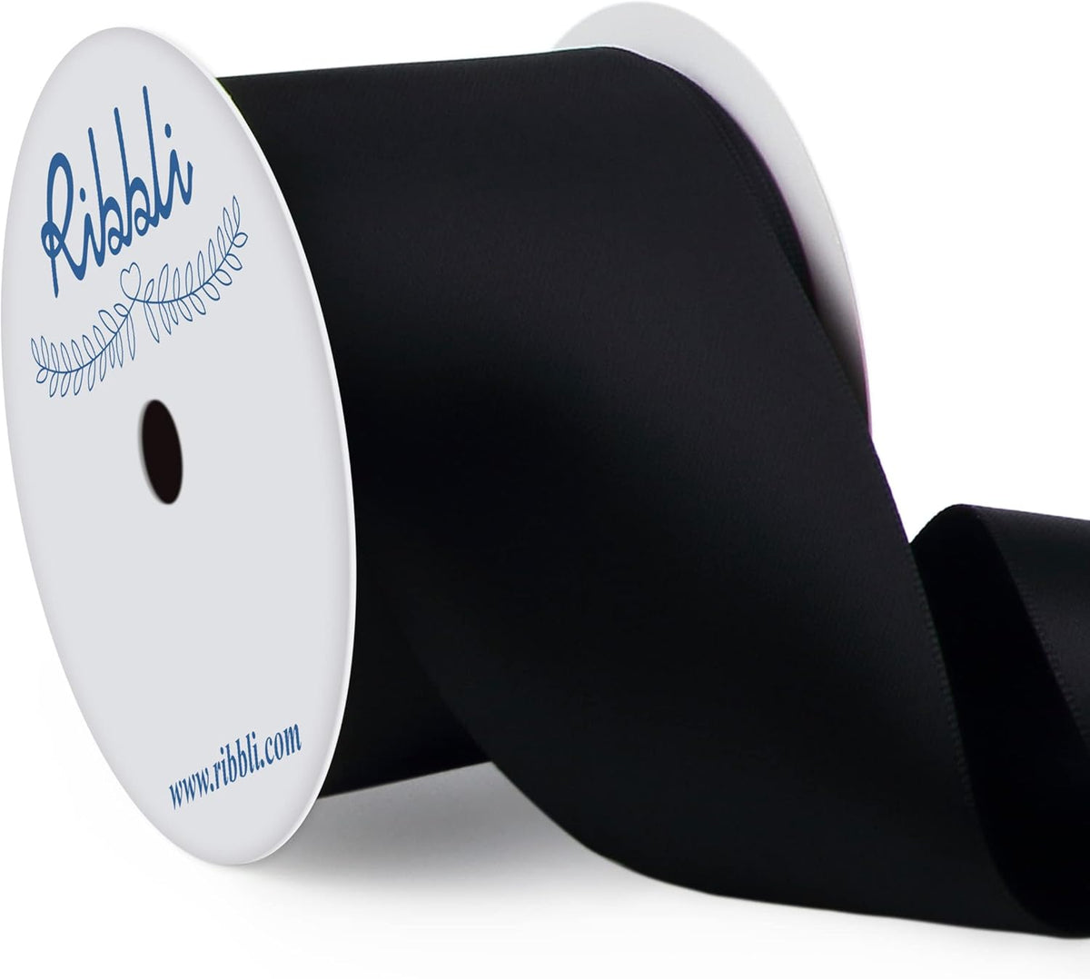 Ribbli Black Double Faced Satin Ribbon, 2” x Continuous 10 Yards,Use for Bows Bouquet,Gift